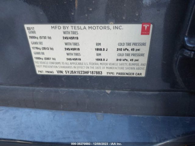5YJSA1E23HF187883 Tesla Model S 100d/60d/75d/90d/p100d