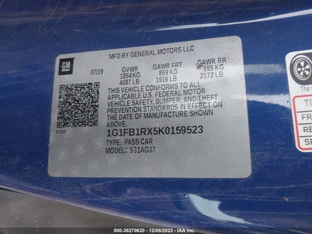 Chevrolet Camaro 1ls 2019 1G1FB1RX5K0159523 Image 9