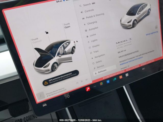 5YJ3E1EBXKF437832 Tesla Model 3 Long Range/performance