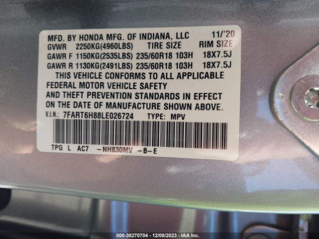 7FART6H88LE026724 Honda Cr-v Hybrid Ex-l