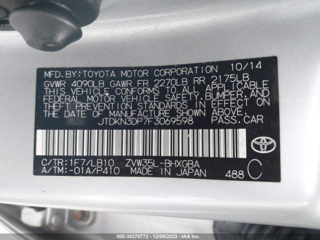 JTDKN3DP7F3069598 Toyota Prius Plug-in Advanced