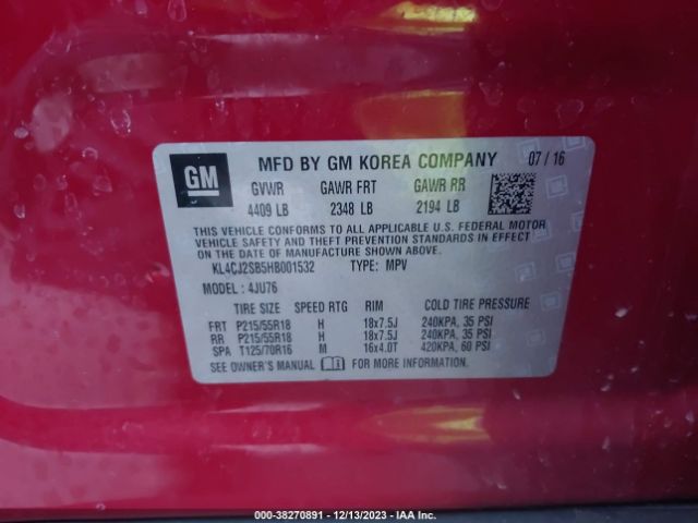 KL4CJ2SB5HB001532 Buick Encore Sport Touring