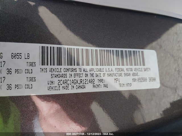 Chrysler PACIFICA L 2018 2C4RC1AGXJR121402 Image 9