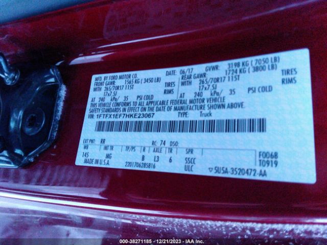 1FTFX1EF7HKE23067 Ford F-150 Xlt