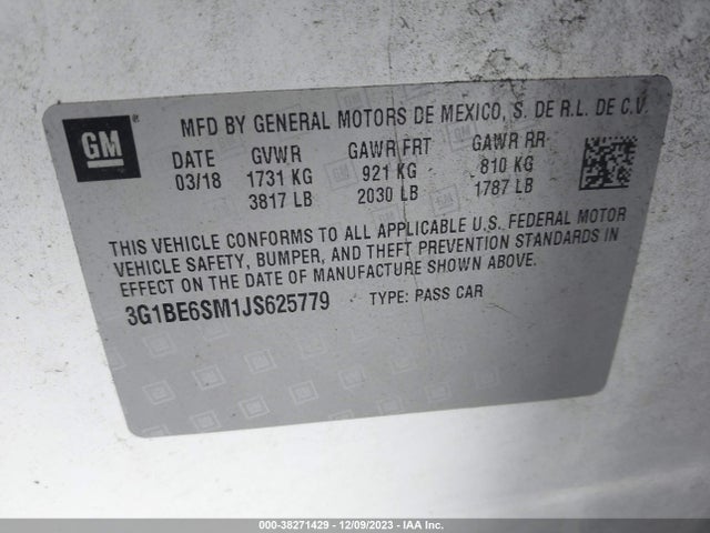 Chevrolet Cruze Lt Auto 2018 3G1BE6SM1JS625779 Image 9