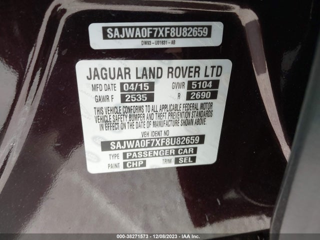 2015 JAGUAR XF SAJWA0F7XF8U82659 Photo 8