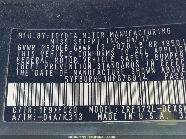 Toyota 2zr-fe 2017 5YFBURHE1HP676914 Image 25