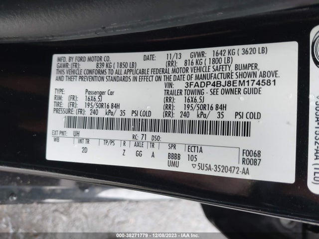 Ford FIESTA SE 2014 3FADP4BJ8EM174581 Image 9