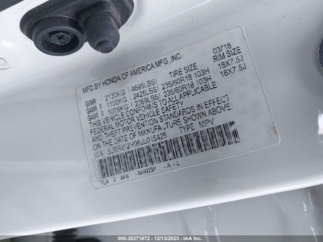 5J6RW2H98JL015425 Honda Cr-v Touring