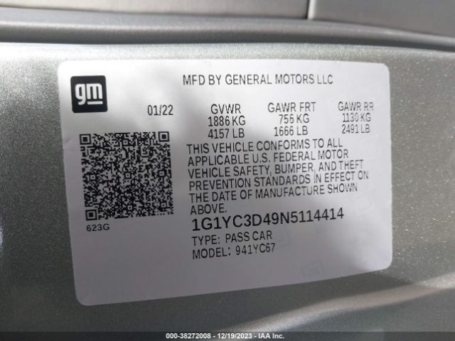 2022 CHEVROLET CORVETTE STINGRAY 1G1YC3D49N5114414 Photo 8