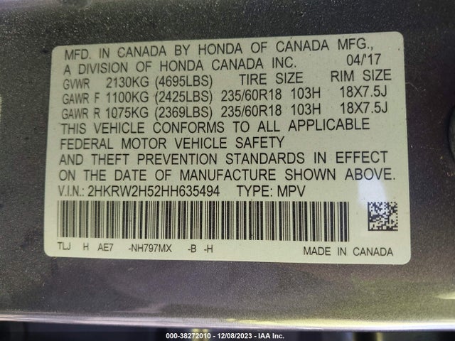 Honda CR-V EX 2017 2HKRW2H52HH635494 Image 9