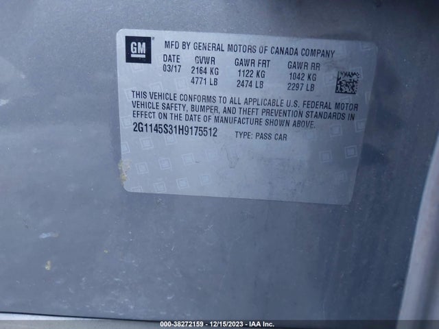Chevrolet IMPALA 2LZ 2017 2G1145S31H9175512 Image 9