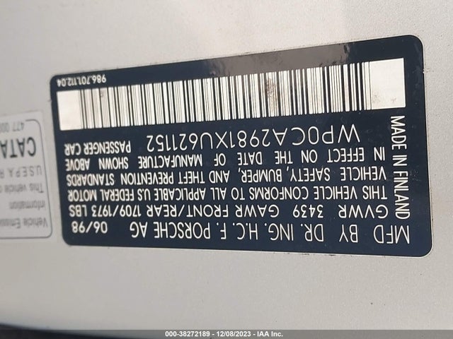 1999 PORSCHE BOXSTER WP0CA2981XU621152 Photo 8