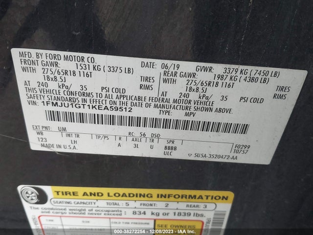 Ford Expedition Xl 2019 1FMJU1GT1KEA59512 Image 9