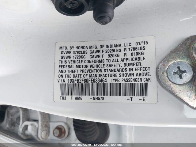 Honda CIVIC EX 2015 19XFB2F80FE033464 Image 9