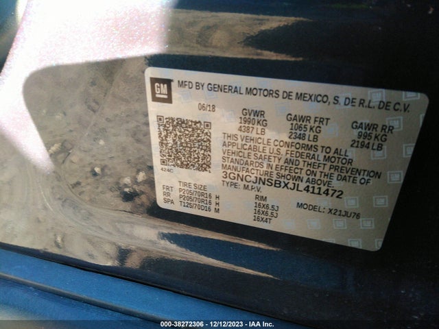 Chevrolet TRAX LS 2018 3GNCJNSBXJL411472 Image 9