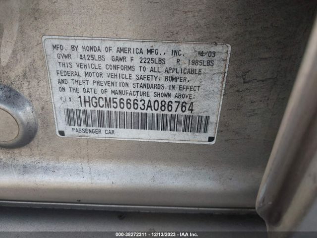 2003 HONDA ACCORD SDN 1HGCM56663A086764 Photo 8