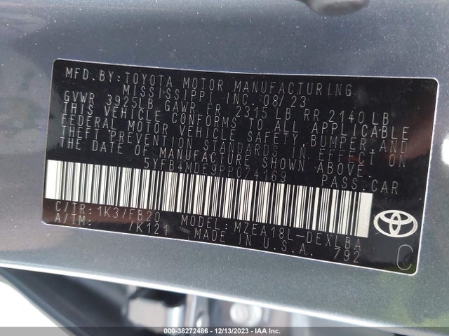 Toyota COROLLA LE 2023 5YFB4MDE9PP074169 Image 9
