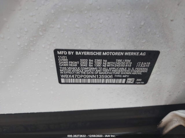 WBX47DP09NN135906 BMW X3 Sdrive30i