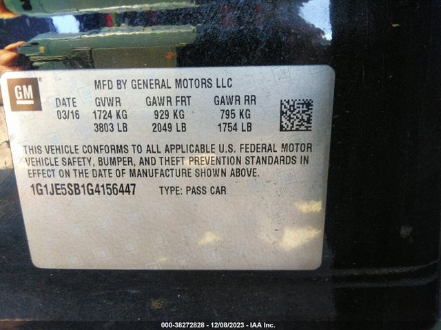 Chevrolet SONIC LTZ 2016 1G1JE5SB1G4156447 Image 9