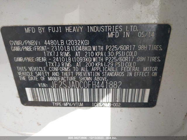 JF2SJADC0FH441882 Subaru Forester 2.5i Premium