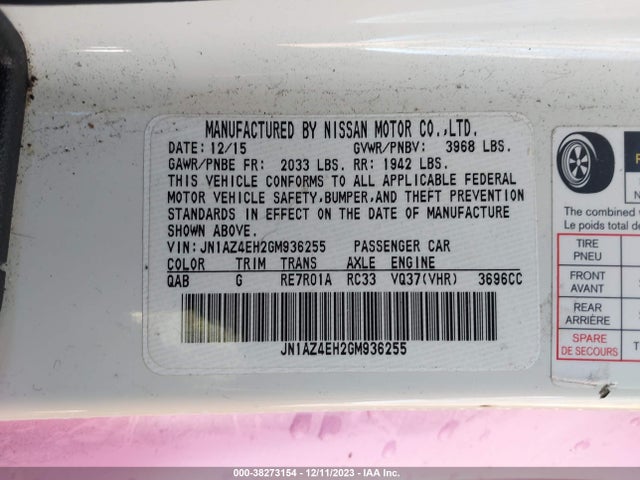 Nissan 370Z 2016 JN1AZ4EH2GM936255 Image 9