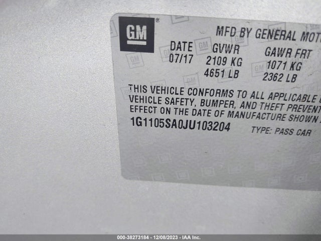 Chevrolet IMPALA LT 2018 1G1105SA0JU103204 Image 9