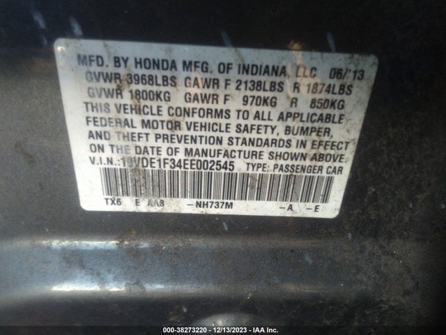 19VDE1F34EE002545 Acura Ilx 2.0l
