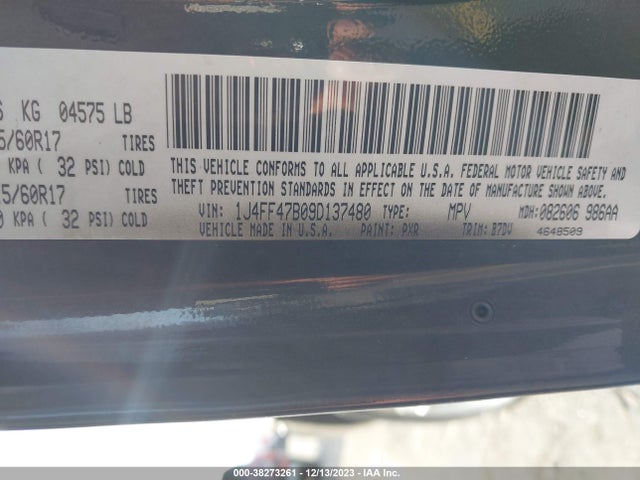 2009 JEEP COMPASS SPORT VIN: 1J4FF47B09D137480