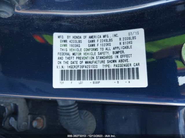 1HGCR2F36FA251500 Honda ACCORD LX