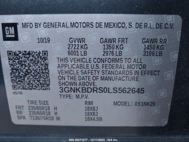 3GNKBDRS0LS562645 Chevrolet Blazer Lt