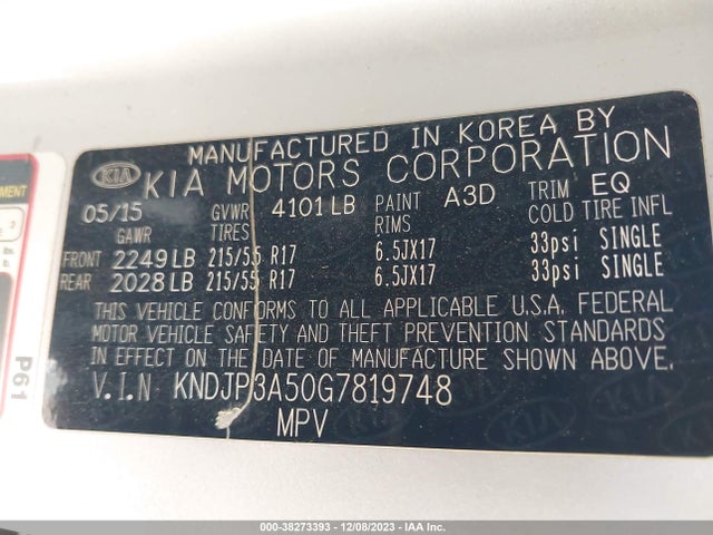 KIA SOUL + 2016 KNDJP3A50G7819748 Image 9