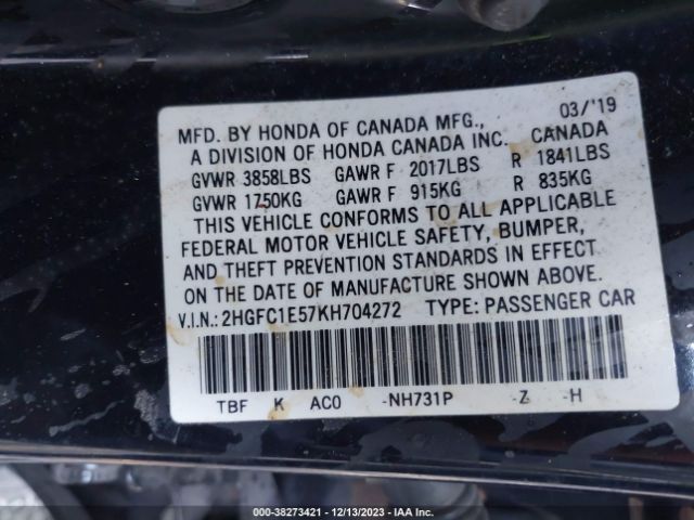 2HGFC1E57KH704272 Honda CIVIC SI