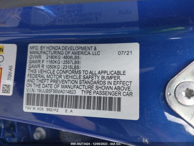 19UUB5F56MA014823 Acura Tlx A-spec Package