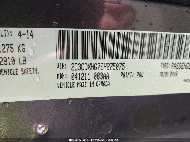 Dodge Charger Sxt 2014 2C3CDXHG7EH275075 Image 9
