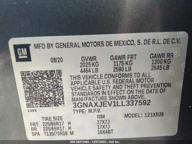 Chevrolet EQUINOX LT 2020 3GNAXJEV1LL337592 Image 9