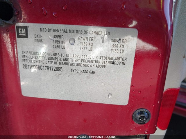 2007 CHEVROLET IMPALA  SS VIN: 2G1WD58C179172895
