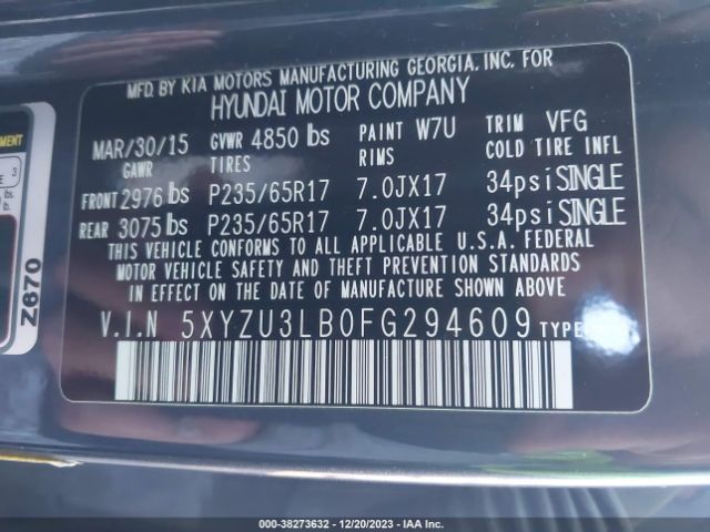 5XYZU3LB0FG294609 Hyundai Santa Fe Sport 2.4l