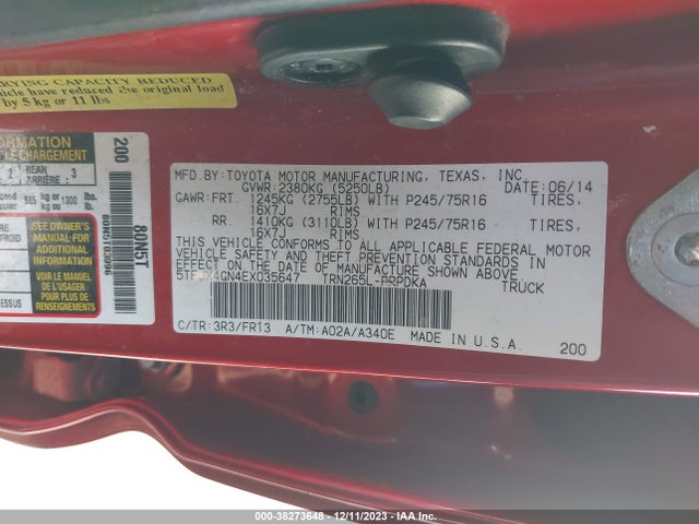 Toyota Tacoma Prerunner 2014 5TFJX4GN4EX035647 Image 9