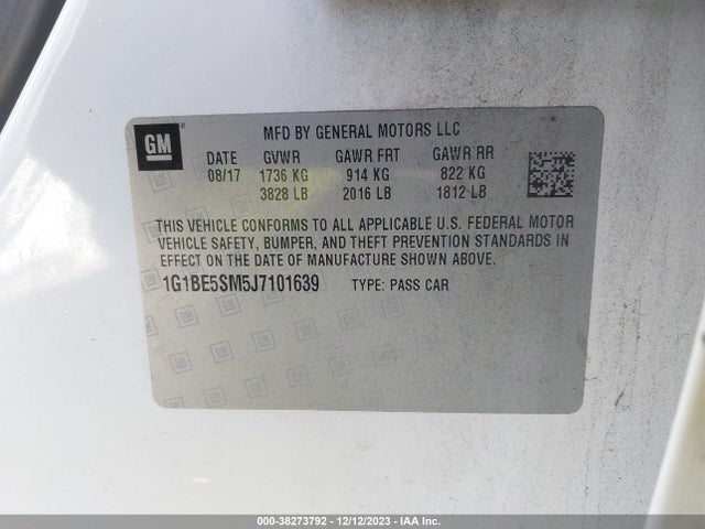 Chevrolet Cruze Lt Auto 2018 1G1BE5SM5J7101639 Image 9