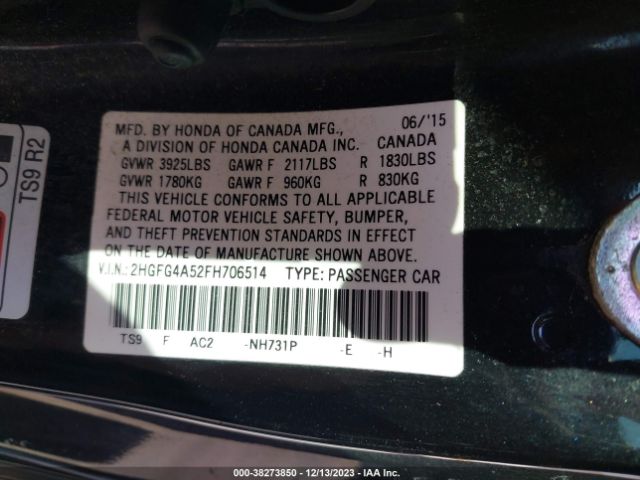 2HGFG4A52FH706514 Honda CIVIC SI