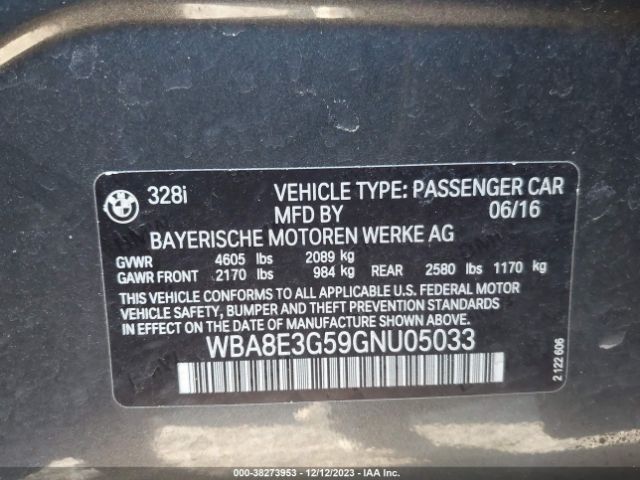 WBA8E3G59GNU05033 BMW 328i Xdrive