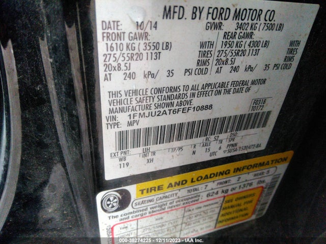 2015 FORD EXPEDITION LIMITED VIN: 1FMJU2AT6FEF10888