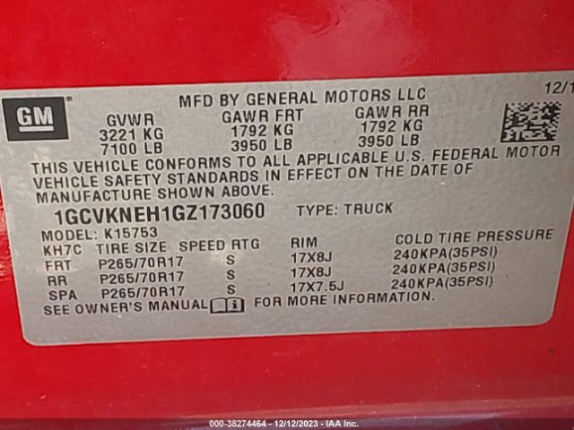 1GCVKNEH1GZ173060 Chevrolet Silverado 1500 Work Truck