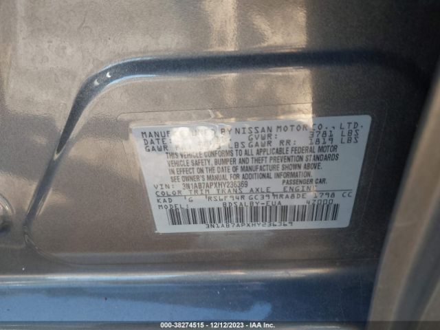 3N1AB7APXHY236369 Nissan SENTRA S