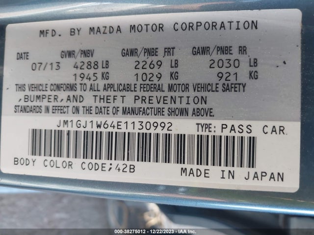 JM1GJ1W64E1130992 Mazda Mazda6 I Grand Touring