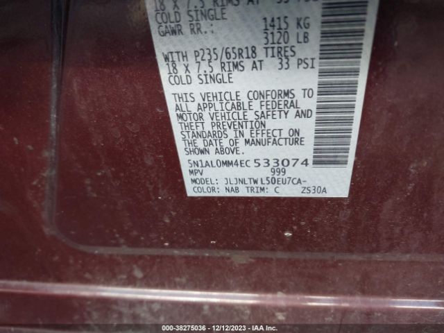 5N1AL0MM4EC533074 Infiniti QX60