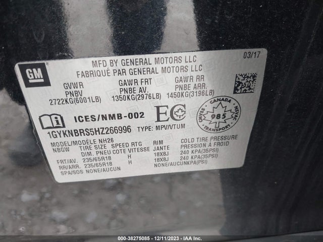 Cadillac XT5 LUXURY 2017 1GYKNBRS5HZ266996 Image 9