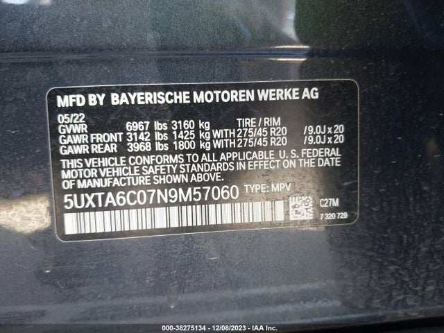 BMW X5 Phev Xdrive45e 2022 5UXTA6C07N9M57060 Image 9