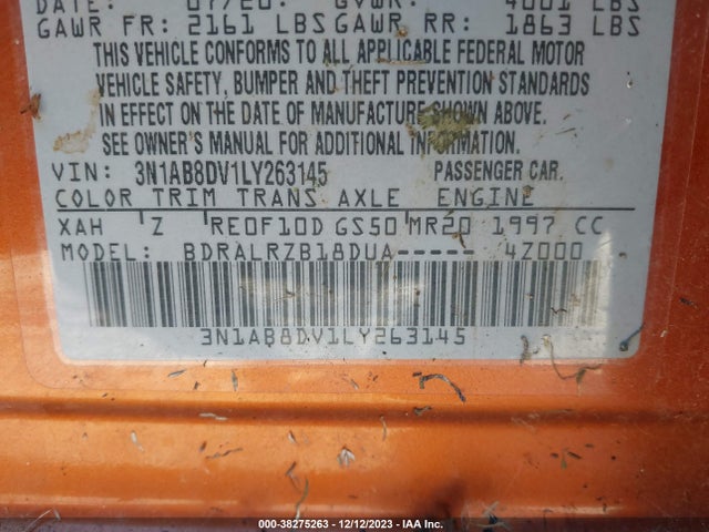 Nissan SENTRA SR 2020 3N1AB8DV1LY263145 Image 9